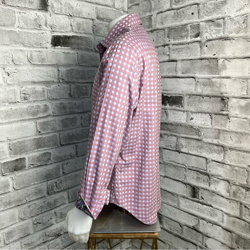Robert Graham Gingham Print Flip Cuff Casual Shirt - Picture 3 of 7